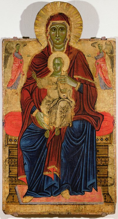 Madonna Enthroned (panelde tuval üzerine yağlı boya) by Master of the Bigallo Crucifix